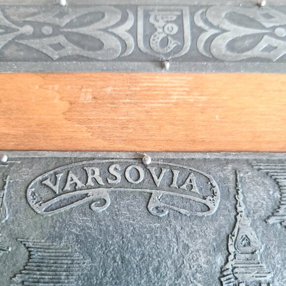 Vintage large Varsovia wooden jewelry box w pewter metal details by Zaczewski. - Picture 4 of 13